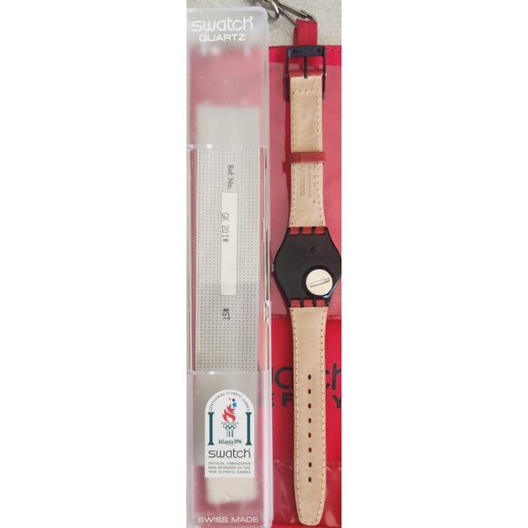 Swatch watch RED FLAME GB418 1995 Standard Gents New old stock - Picture 8 of 9